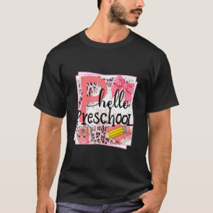 T-shirt Bonjour Maternelle Leopard Pencil Retour À L'École