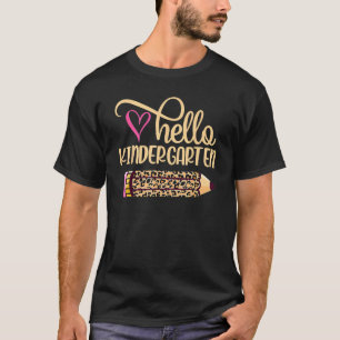 T-shirt Bonjour Maternelle Leopard Pencil Retour À L'École