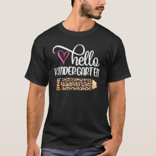T-shirt Bonjour Maternelle Leopard Pencil Retour À L'École