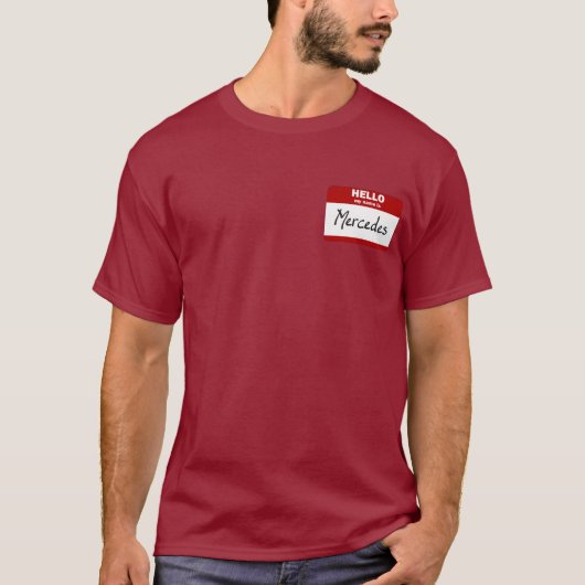 T-shirt Bonjour mon nom est Mercedes (rouge) (Devant)
