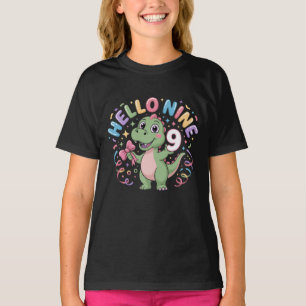 T-shirt Bonjour Neuf Fille aux neuf ans d'anniversaire Coq