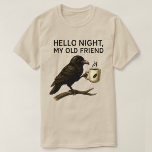 T-shirt Bonjour Nuit Obscurité Mon Vieil Ami   Corbeau Cor