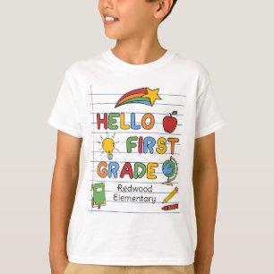 T-shirt Bonjour Papier Ligné & Gribouillages École Primair