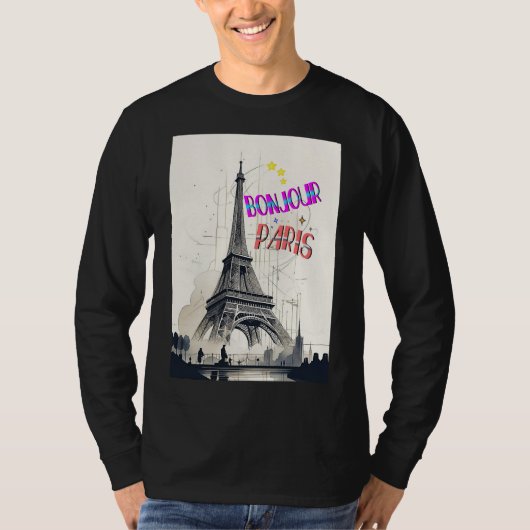 T-shirt Bonjour Paris coloré (Devant)