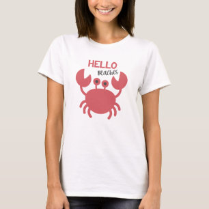 T-shirt Bonjour Plages - Drôle Citation Cute Crab Cartogra