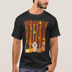 T-shirt Bonjour Poodle de l'automne Feuille d'érable Autom