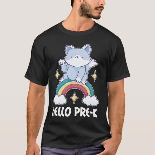 T-shirt Bonjour Pré K avec Cat pour l'école (Devant)