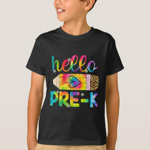 T-shirt Bonjour Pré-k Crayon Teinture Retour À L'École Pré