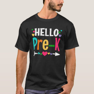 T-shirt Bonjour Pré K Enseignant Étudiant Retour À L'École