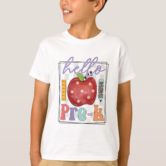 T-shirt Bonjour Pré-K, Garçons ou Filles (Devant)