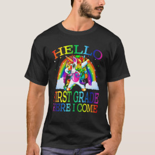T-shirt Bonjour Première Année Ici Je Reviens Unicorn Reto