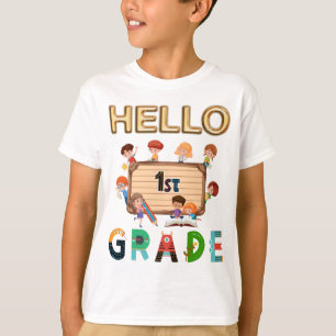 T-shirt Bonjour Première Année Retour à l'école 1ère année