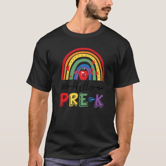 T-shirt Bonjour Préscolaire K Rainbow Précieux Joyeux 1er  (Devant)