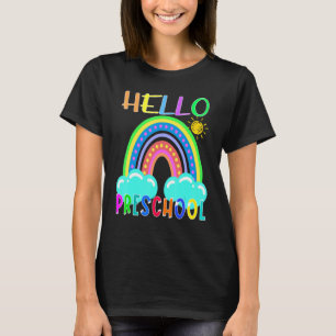 T-shirt Bonjour Préscolaire Rainbow Teacher Team Pre K Squ