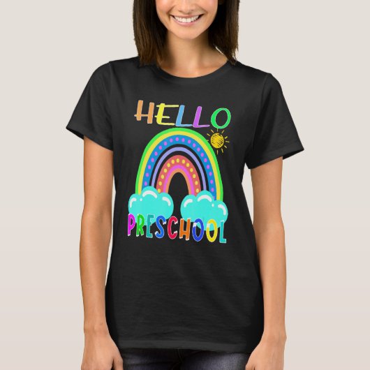 T-shirt Bonjour Préscolaire Rainbow Teacher Team Pre K Squ (Devant)