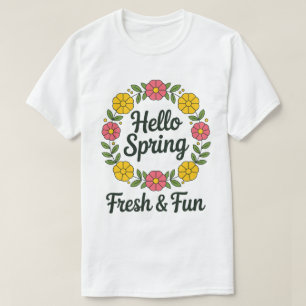 T-shirt Bonjour Printemps – Couronne Fleurie Tee Pastel