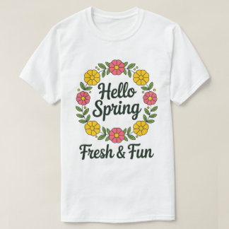 T-shirt Bonjour Printemps – Couronne Fleurie Tee Pastel