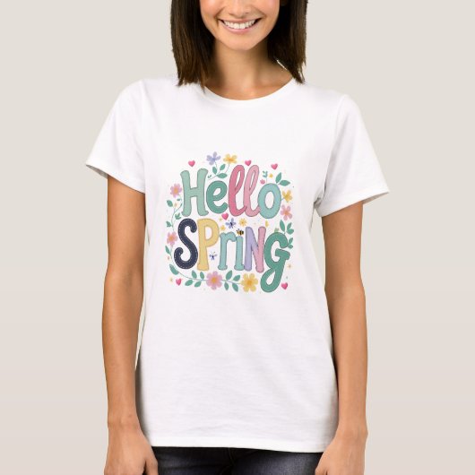 T-shirt Bonjour Printemps pour femmes (Devant)