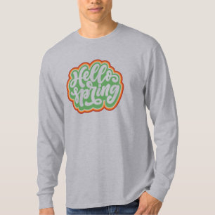 T-shirt bonjour printemps, typographie colorée vintage pri