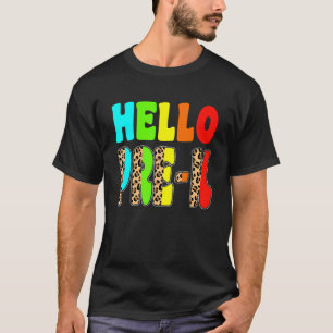 T-shirt Bonjour PrK Leopard Retour À L'École Premier Jour