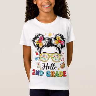 T-Shirt Bonjour professeur de 2e année au chignon désordon