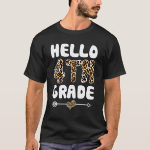 T-shirt Bonjour professeur de première année imprimé léopa