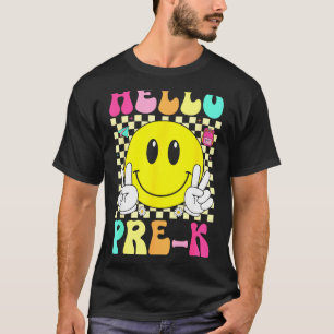 T-shirt Bonjour professeur pré-maternelle sourire rétro vi