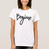 T-shirt Bonjour Script (Décor Noir) (Devant)