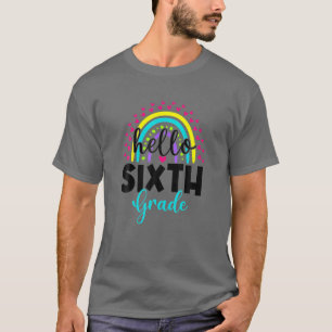 T-shirt Bonjour Sixième Année Funny Boho Arc-En-Ciel Retou