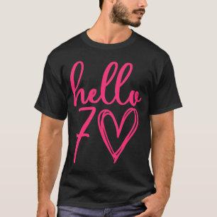 T-shirt Bonjour Soixante-dix-70e anniversaire Big Pink Hea
