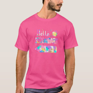 T-shirt Bonjour Squad Secondaire Retour À L'École Tie Dye