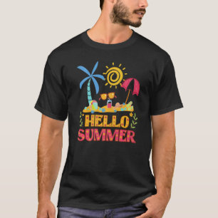 T-shirt Bonjour Summer Beach Vacances Lunettes Palm Et Sol