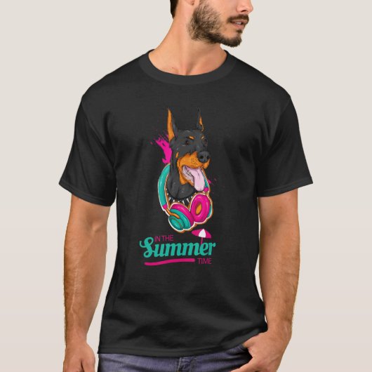 T-shirt Bonjour Summer Dobie Holiday Doberman Pinscher Bea (Devant)