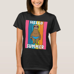 T-shirt Bonjour Summer Funny Sloth Animal