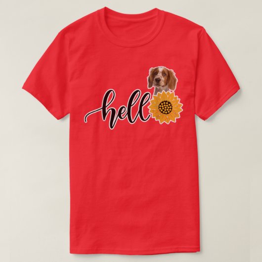 T-shirt Bonjour Sunflower Welsh Springer Spaniel (Design devant)