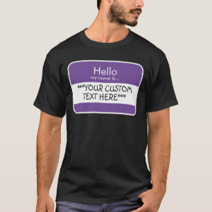 T-shirt Bonjour... ***TEXTE PERSONNALISÉ*** Nom Tag T-shir