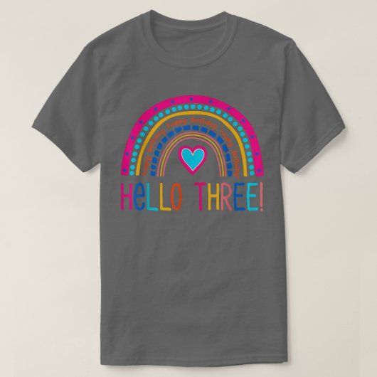 T-shirt Bonjour Trois Arc-en-ciel J'Ai 3 Ans Joyeux Annive (Design devant)