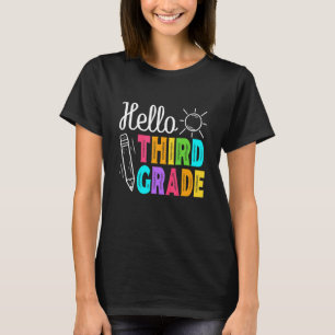 T-shirt Bonjour Troisième Année Retour À L'École Hommes Fe