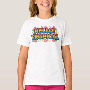 T-shirt Bonjour ! Tropical - Design d'été coloré avec Palm