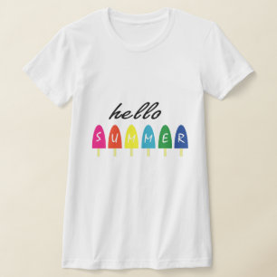 T-shirt Bonjour Vacances Été Glace Crème Popsicle Ice Loll