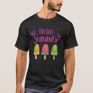 T-shirt Bonjour Vacances Été Glace Crème Popsicle Ice Loll