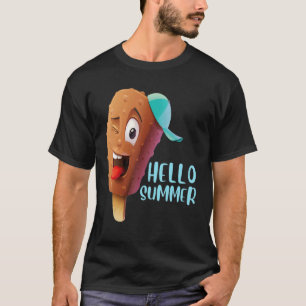 T-shirt Bonjour Vacances Été Glace Crème Popsicle Ice Loll