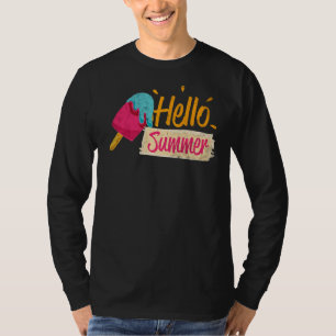 T-shirt Bonjour Vacances Été Glace Crème Popsicle Ice Loll