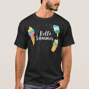 T-shirt Bonjour Vacances Été Glace Crème Popsicle Ice Loll