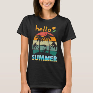 T-shirt Bonjour vacances rétro de plage d'été