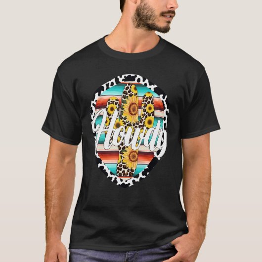 T-shirt BONJOUR Vache Léopard Cactus Serape Impression de (Devant)