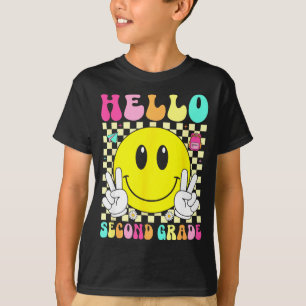 T-shirt Bonjour visage sourire rétro de deuxième année ret