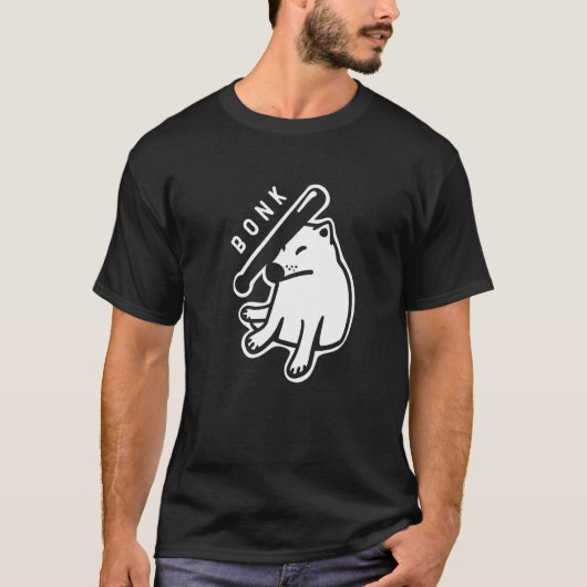 T-shirt Bonk action on Shiba Inu dogo. Minimal, stylized a (Devant)