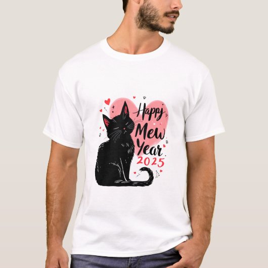 T-shirt Bonne année 2025 Drôle Chat Nouvel An (Devant)