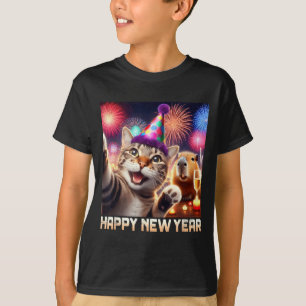 T-shirt Bonne année 2026 Art de fête de chat mignon capyba